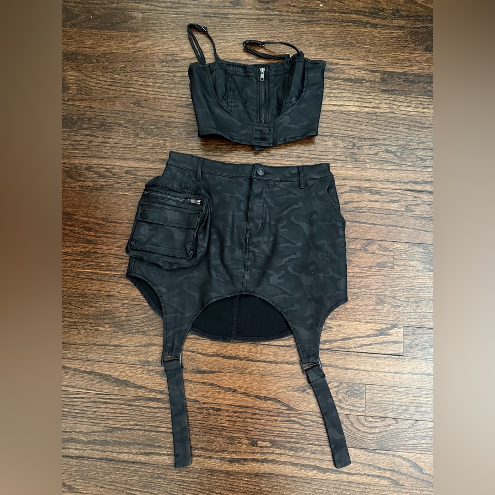 Black Camouflage Two-Piece Set